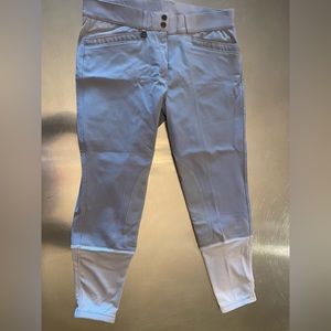 NWOT Ovation light gray equestrian knee patch breeches 34